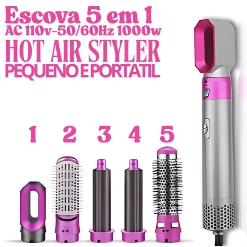 Secador De Cabelo 5 em 1 Escova Alisadora Modeladora 110v