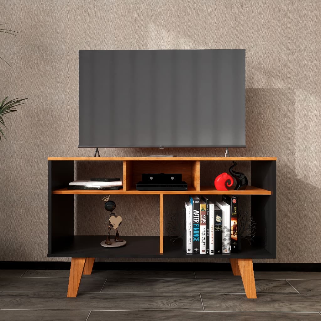 Rack para TV até 44 polegadas Sala Quarto Aparador Multiuso Pés em Madeira Fulldecor - Mod.0709