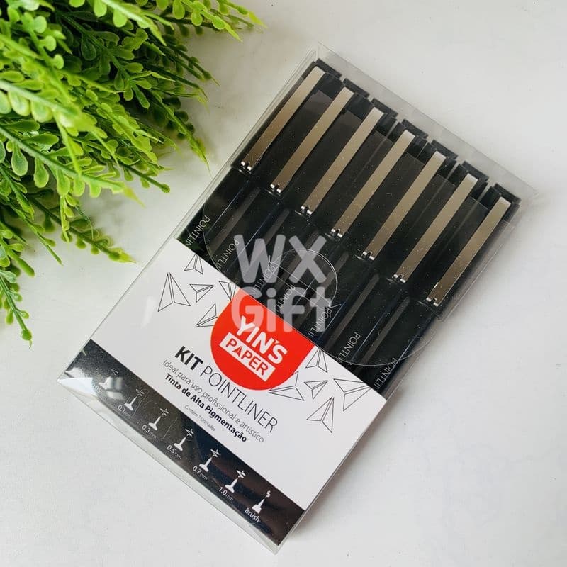 Kit Canetas Ponta Fina Pointliner Nanquim Fine Line Estojo com 7 Pontas - Yins / WX Gift