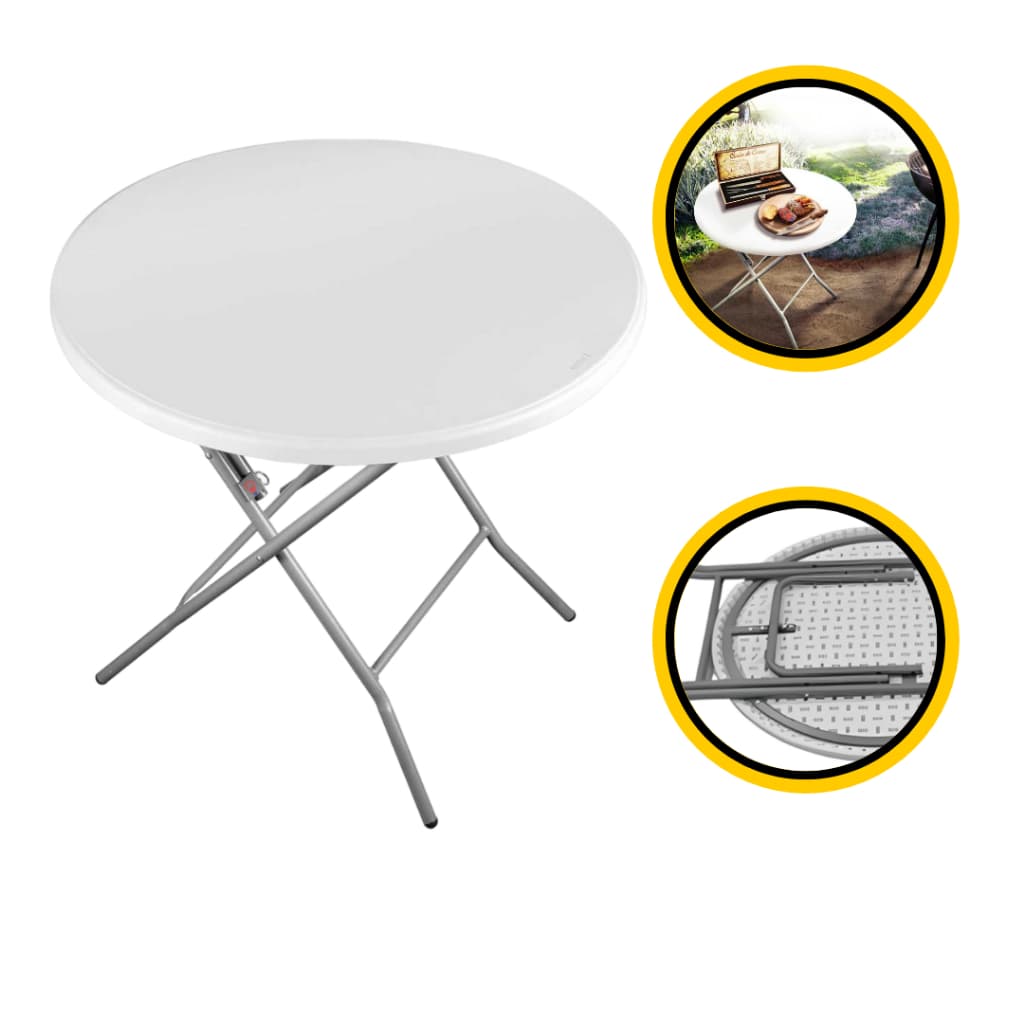 Mesa Dobrável Redonda 80cm Camping Praia Piscina Churrasco