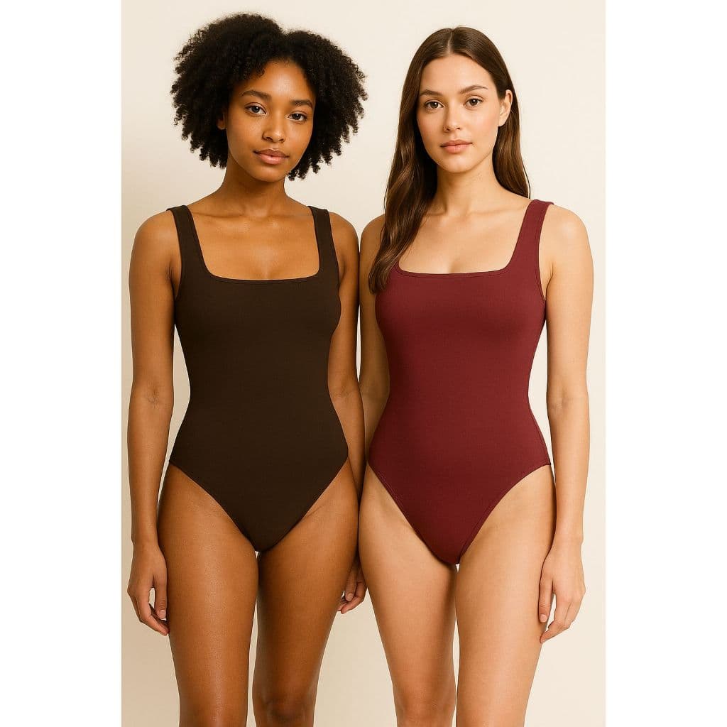 Kit 2 Body Bori Alça Grossa Moda Feminino Atemporal Roupa Vestuário Primavera Verão P M G GG