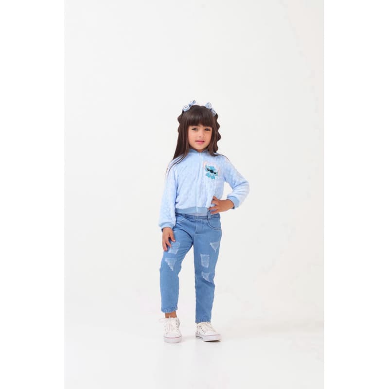 Calça jeans infantil elástico atrás