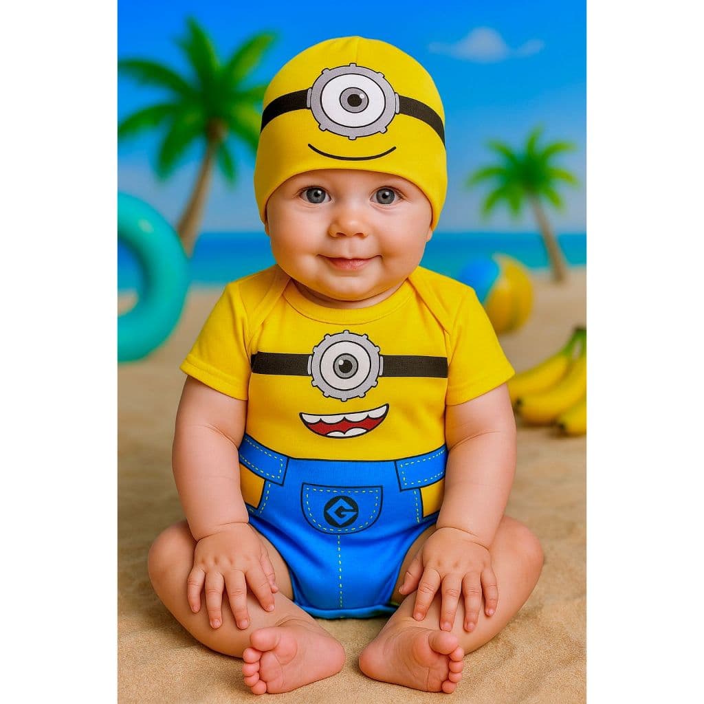 Body Bebê Tématico Minions Fantasia Bebê Minions Body Mesversario minions Body Menino Minions Roupa Bebê Menino Unissex