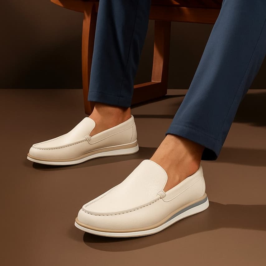 Sapato Mocassim Masculino Gelo Azul Preto Social Couro Loafer Drive Slip on Mule Moderno de Calçar Fácil