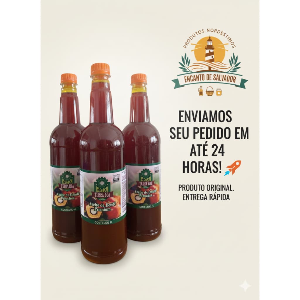 Azeite de dendê Terra Boa 1 litro Premium, puro e encorpado de Valença - O melhor da Bahia