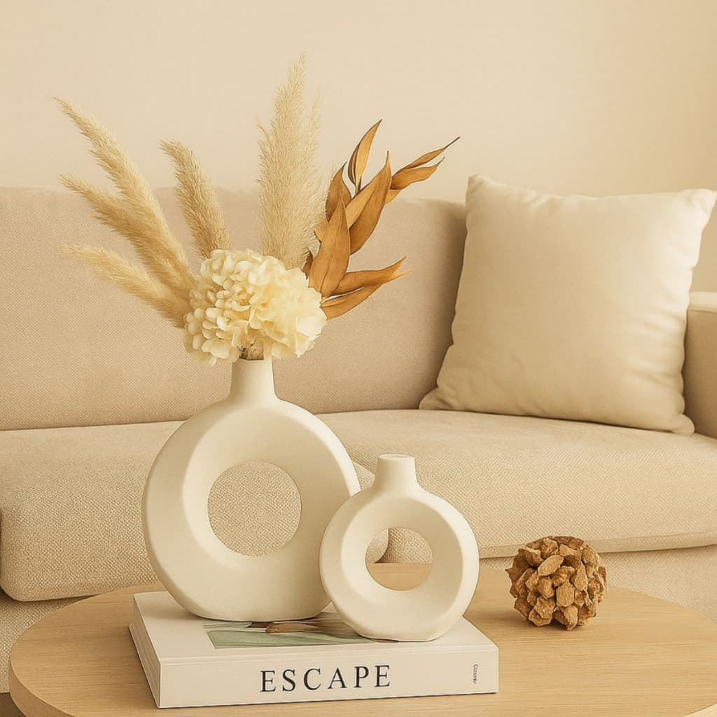 Dupla Vasos Decorativos Enfeite Decoração de Sala Minimalista