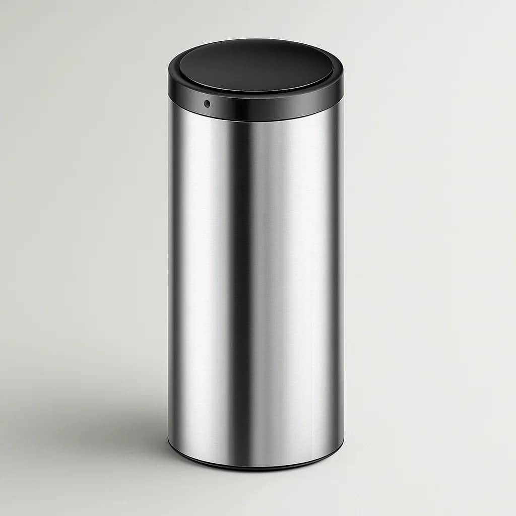 Lixeira Automática Redonda Aço Inox com Sensor Movimento Tampa AutomáticaCozinha Banheiro Escritório