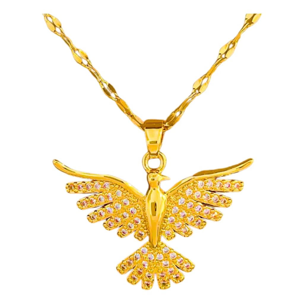 Colar Divino Espirito Santo Pomba Banhado Ouro 18k Zircônia