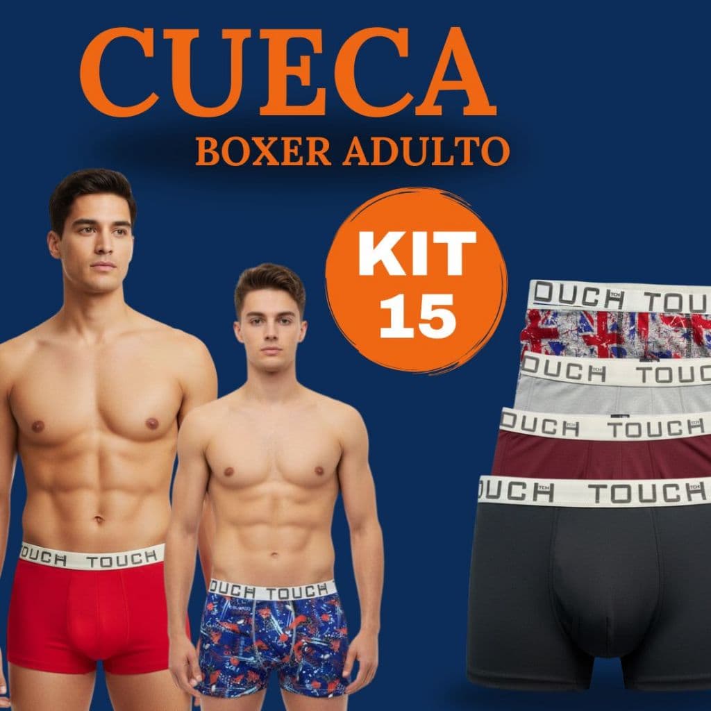 Kit 15 Cuecas Box Boxer Microfibra Adulto Masculino Reforçada Resistente Leve Confortável