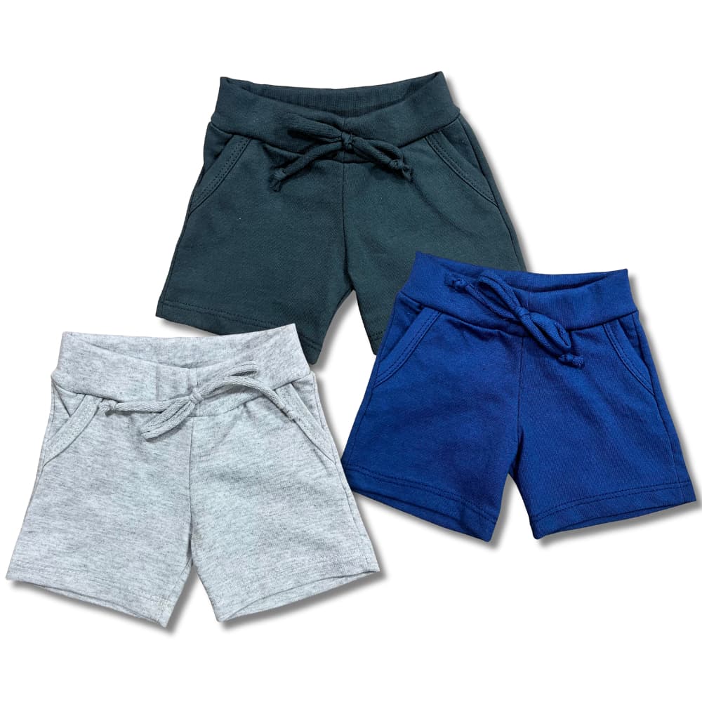 Bermudas Moletinho Bebê Kit 3 Peças Shorts Infantil Menino Roupa De Verão Masculino Tamanhos P M G