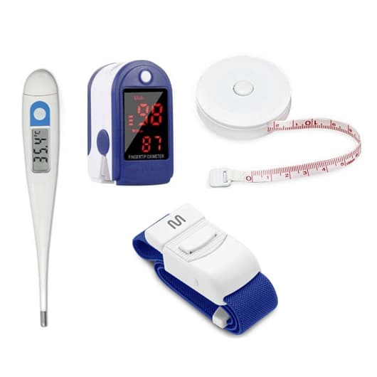 Kit Trena 1,5cm + Termômetro Clínico + Oxímetro de Dedo + Garrote | Enfermagem/Fisioterapia/Saúde