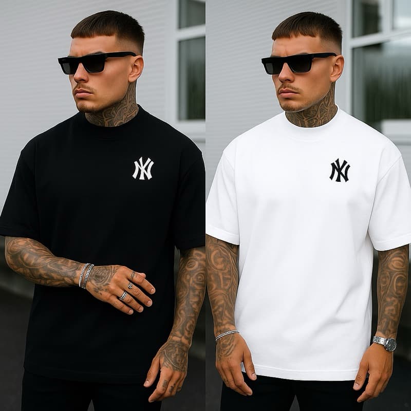 KIT 2 Camiseta Oversized Masculina NEW YORK N.Y 100% Algodão - ENVIO RÁPIDO