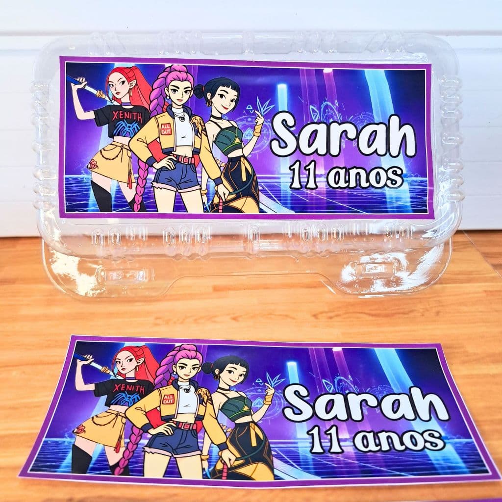 Adesivo Personalizado Guerreiras do k-pop | k-pop Guerreiras | Para Marmitinha Festa | Lembrancinha Aniversário Infantil