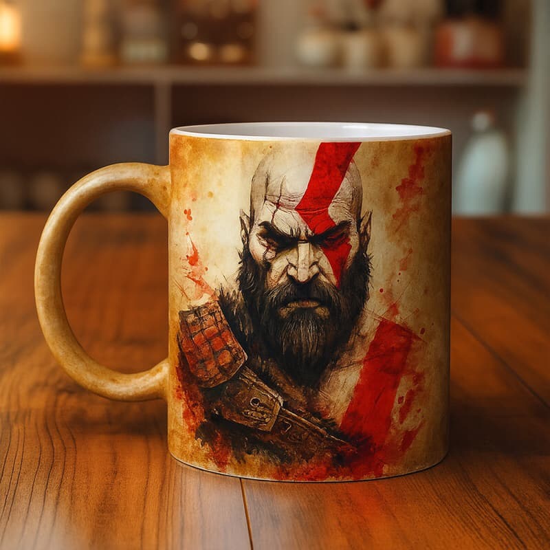 Caneca Kratos God of War – Cerâmica Premium 325ml