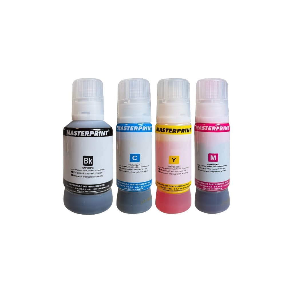 Kit 4 tintas Compatível Masterprint para uso em Epson L1250 L3250 L3210 L3150 L3110 L5290 L5190