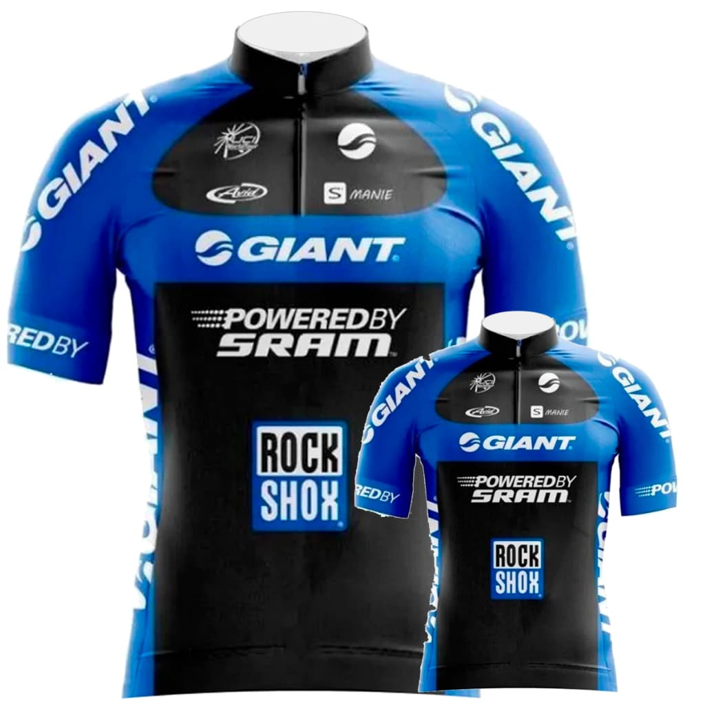 Conjunto Camisa Giant Ciclismo Pai E Filho Mtb Dry Fit Bike Uv Manga Curta