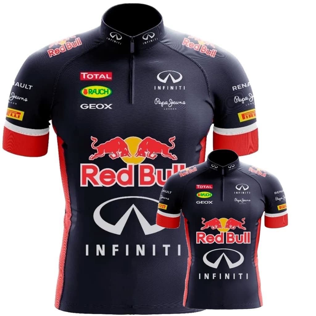 Conjunto Camisa Red Bull Ciclismo Pai E Filho Mtb Dry Fit Bike Uv Manga Curta