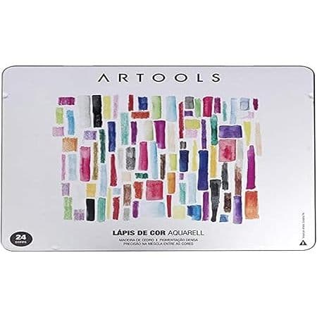 Lapis Cor Aqua, 24 Cores + Pincel Estojo, Artools