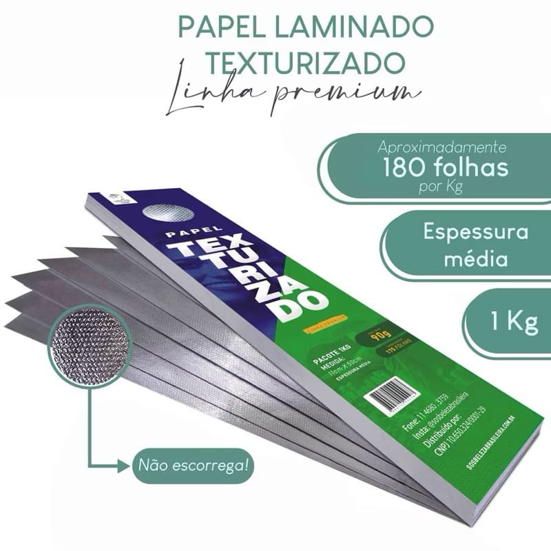 Papel Para mechas Laminado Texturizado 11x50 cm pronto para uso em luzes e reflexos