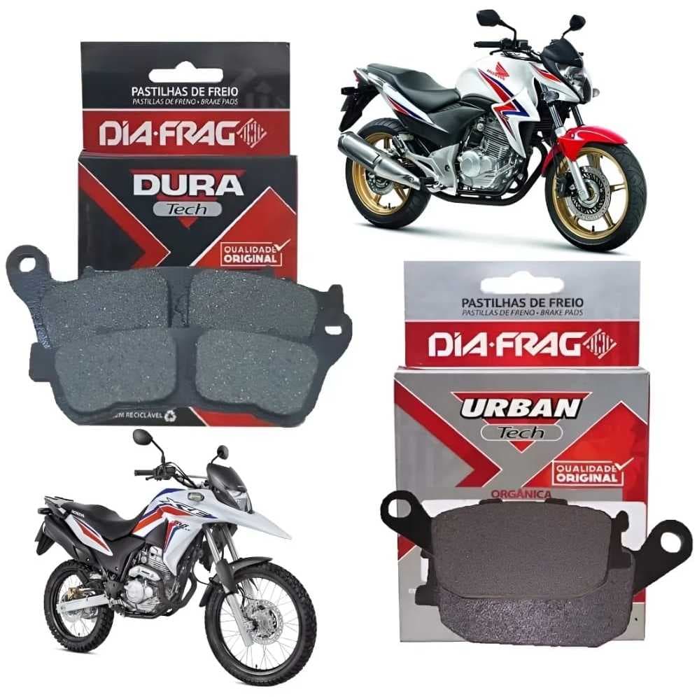 Kit Pastilha Freio Dianteira + Traseira Diafrag Honda XRE 300 ABS (09-18) | CB 300R ABS (09-15)