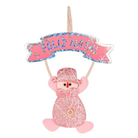 Enfeite Shine Boneco Noel c/ placa Feliz Natal