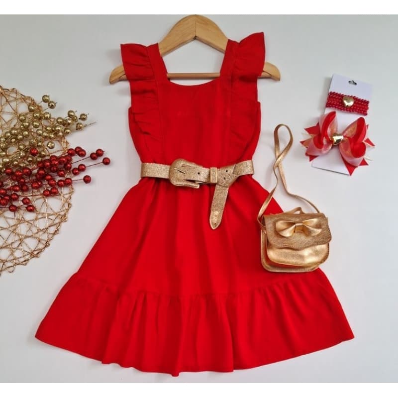 Vestido infantil natal menina look de natal para meninas