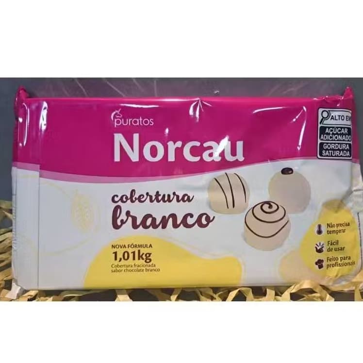 Cobertura Branco Premium Barra 1,01kg Norcau - chocolate