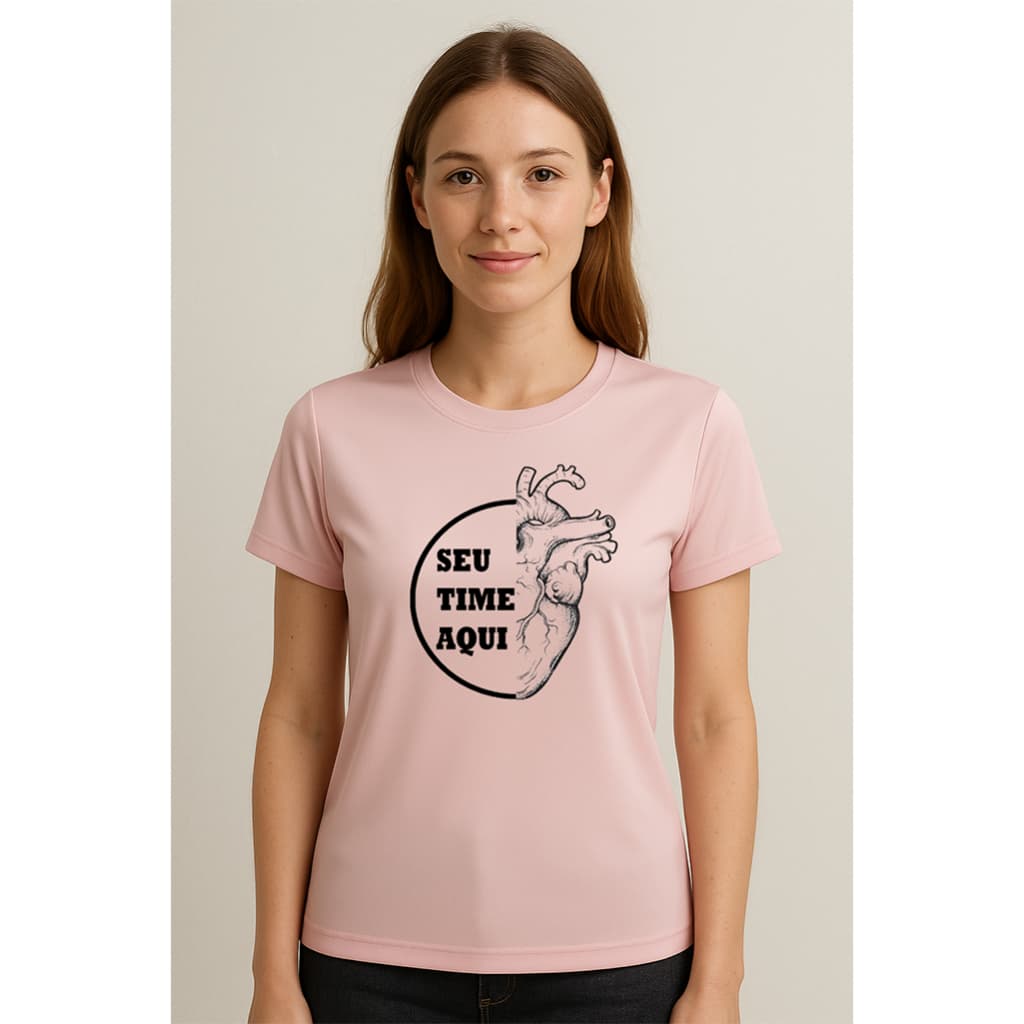 Camisa Camiseta Unissex Rosa Bebê Metade Time Metade Coração Adulto !!