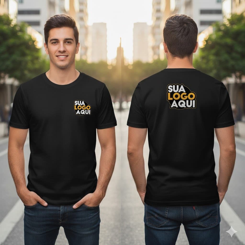 Camiseta Personalizada Frente e Verso com Logo – Uniforme Profissional Confortável e Resistente