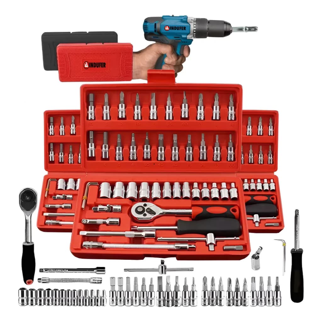 Kit Jogo De Chave Catraca Soquete 46 Peças Combo Jogo Ferramentas Profissional Chave Fenda Philips Soquete 1/4 Em Aço