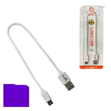 kit 3 2 1Cabo USB Tipo-C 30cm 4.8A Eletro EL-3128-TY Carregamento Rápido e Alta Performance