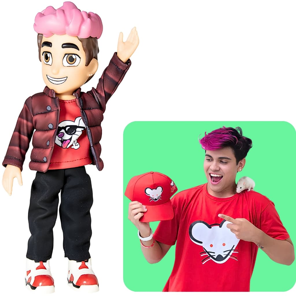 Boneco Robson Youtuber Influencer Dos Rosa E Chaveiro Incluso Brinquedo Articulado Oficial Original