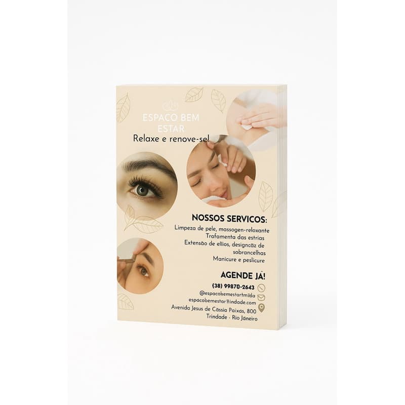 100 Unidades Panfletos 10x14 ( Frente ) Flyers -papel fotografico 115g ou papel sulfite 90g