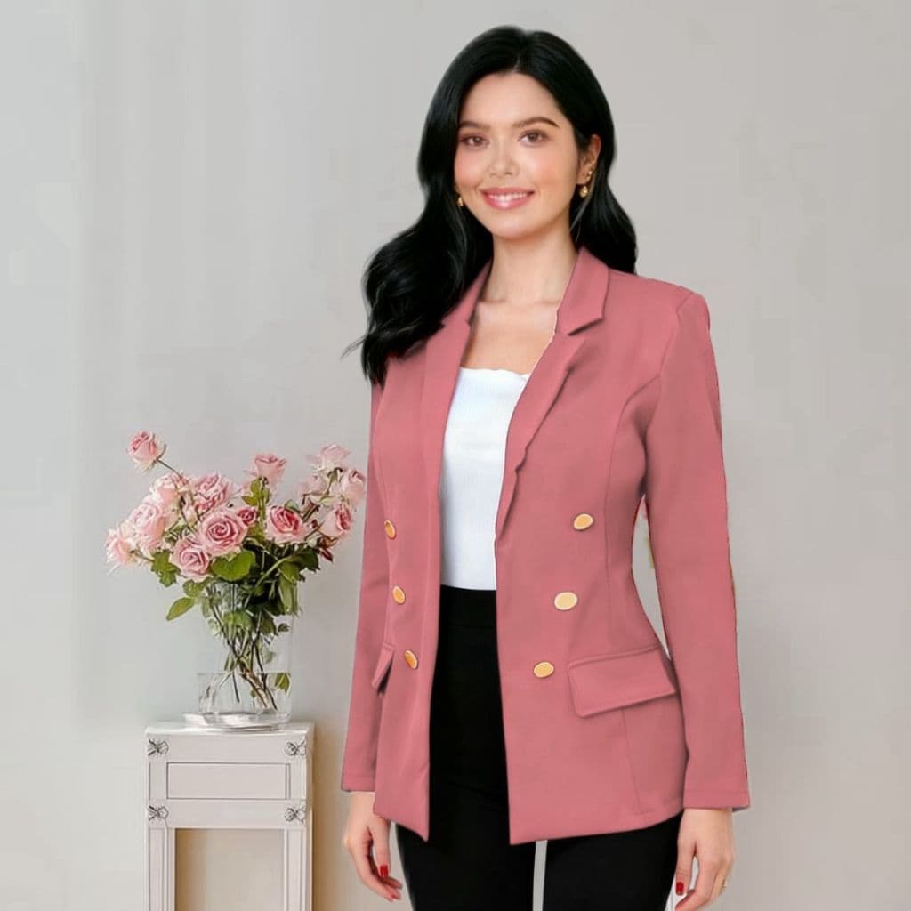 Casaco Botão ROSA Blazer Social Com Feminino Lindo Super Casaquinho kn3c Alfaiataria