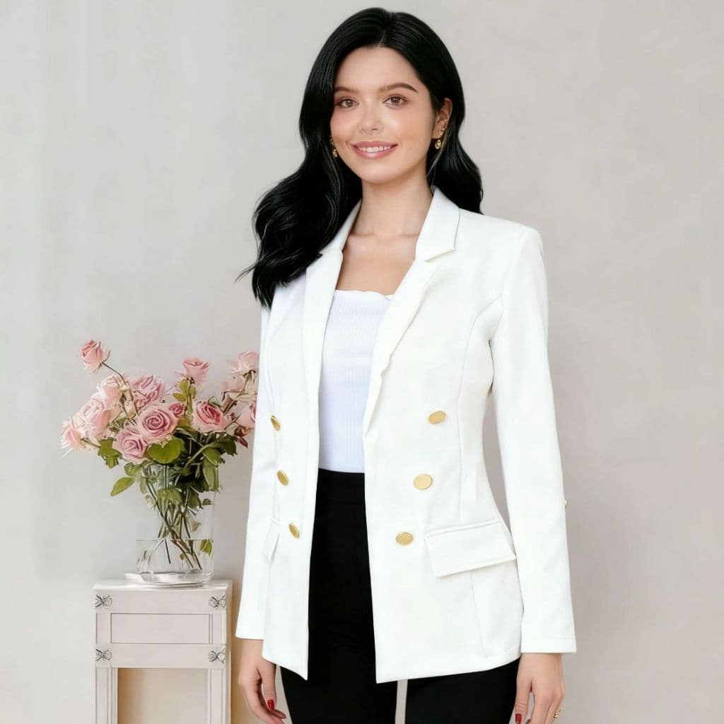 Social Casaquinho Alfaiataria Casaco Blazer Com Botão Lindo Super Feminino Envio