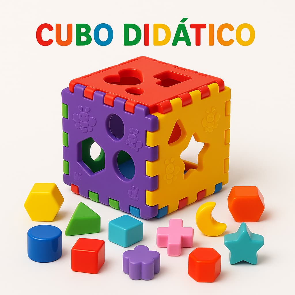 Cubo e Bola Educativo Infantil Colorido Desenvolvimento Cognitivo e Coordenação Motora