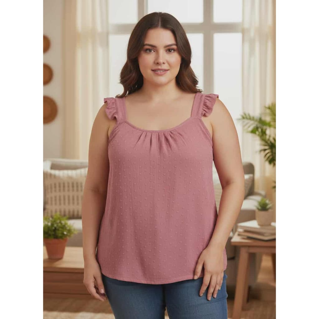 Blusa regata duna babado na manga TAMANHO UNICO 46 AO 48