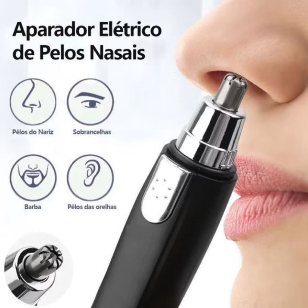 Aparador de Pelos Elétrico – Removedor de Pelos do Nariz e Orelha | Máquina Portátil Recarregável