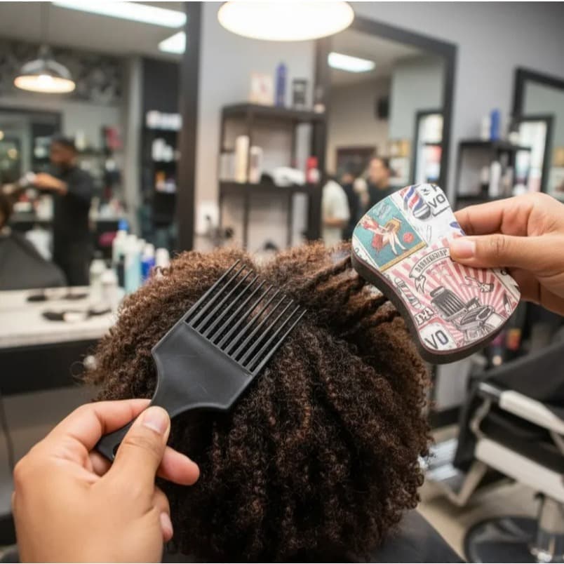 Kit 1 Esponja Profissional Nudred Simples + 1 Pente Garfo Black Power Afro