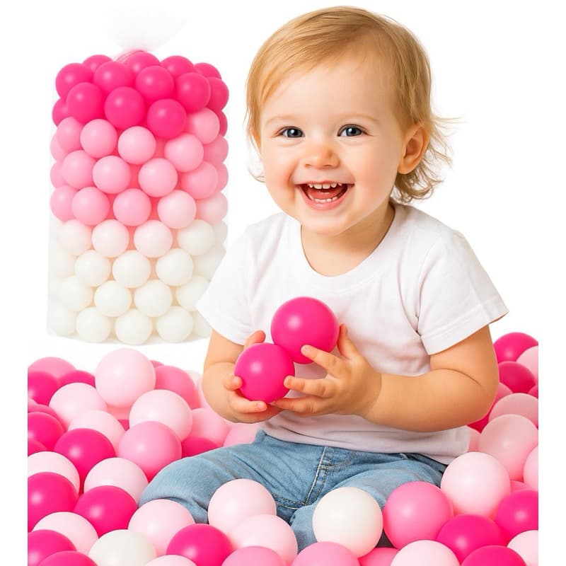 Bolinha Plástica para Piscina de Bolinhas Rosa Branco Pink Kit Colorido Resistente Brinquedoteca Espaço Sensorial Divers
