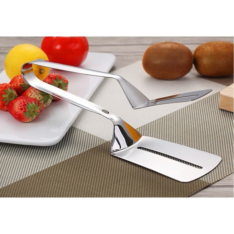 Pinça Pegador Espátula Pegadora Dupla para Alimentos em Inox