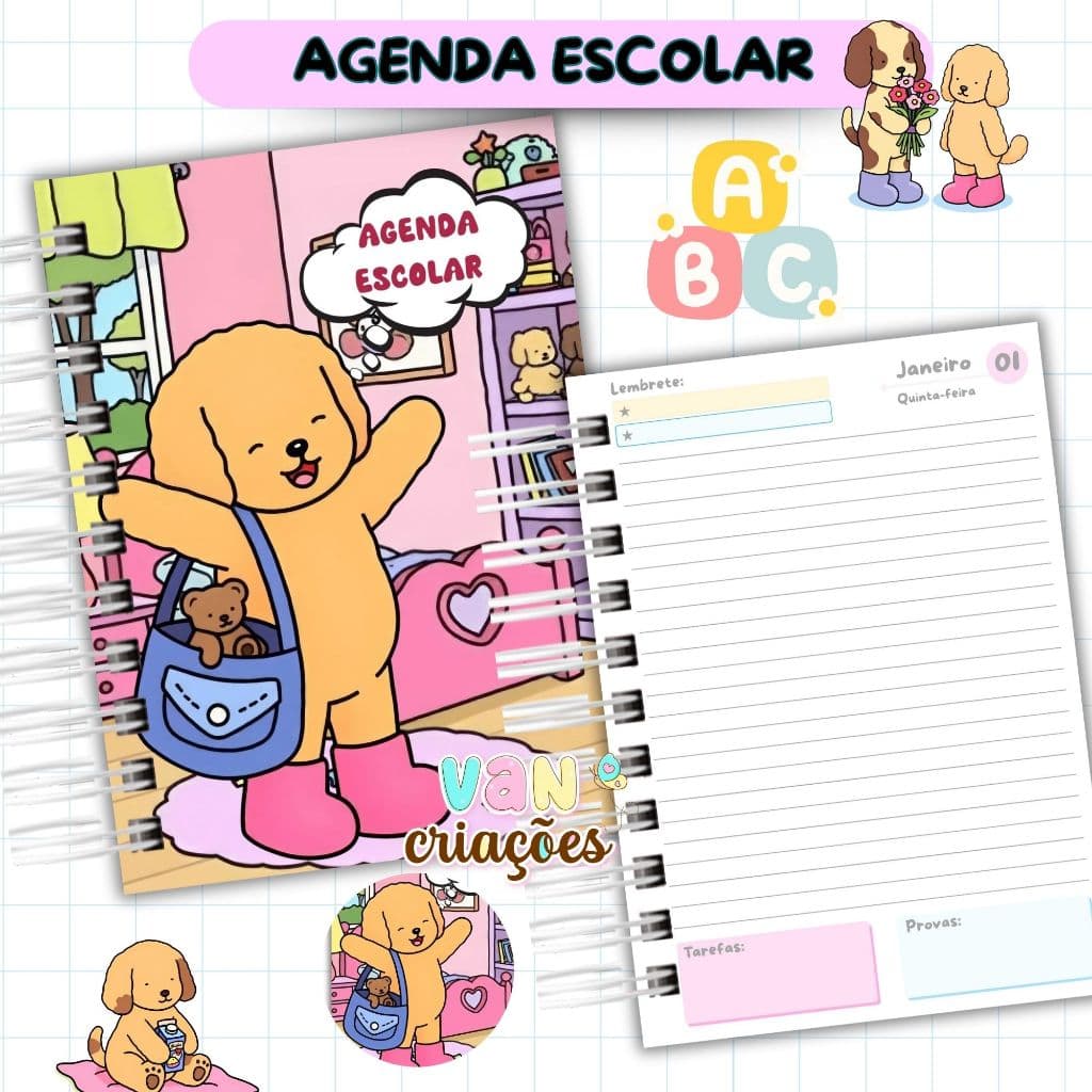 Agenda Escolar Infantil / Maternal Personalizada com Nome e Tema