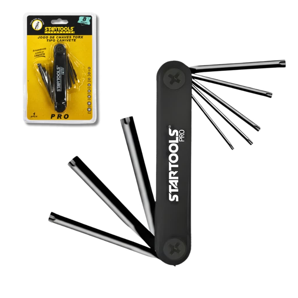 Jogo De Chave Torx Canivete Dobrável 8 Peças T9 A T40