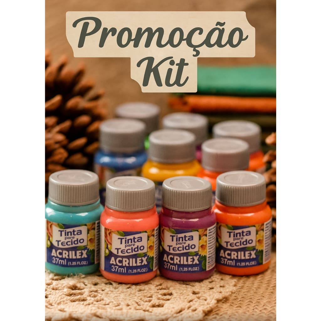 Kit Tintas para Tecido Acrilex 37ml| Pintura Artesanal, Tecidos e Customização | Alta Qualidade