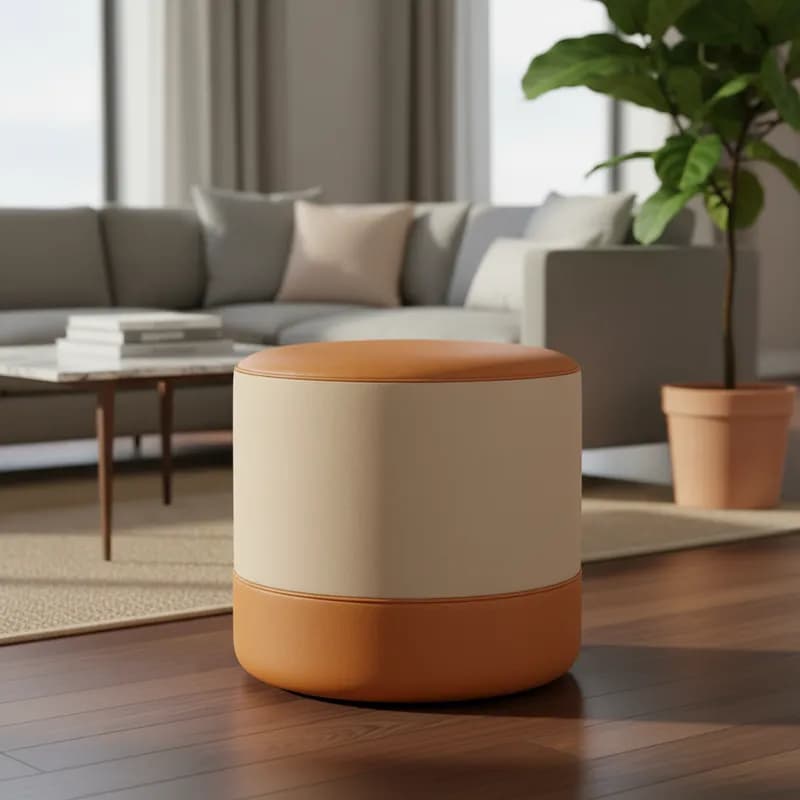Puff Banqueta Redondo Decorativo Design Elegante Madri Sala Quarto