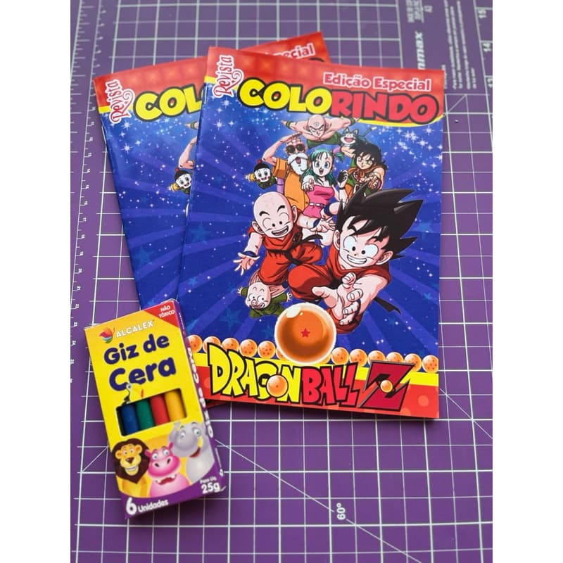 Livrinho de Colorir Dragonball Personalizado + Giz de Cera | Lembrancinha Infantil | Tema Personalizado