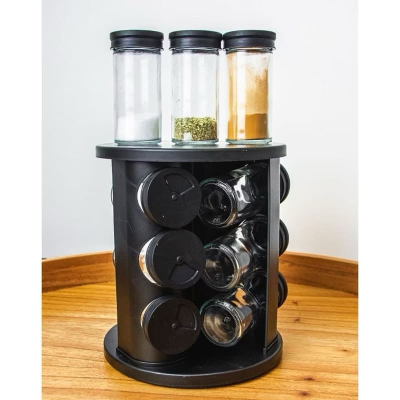 Porta Tempero Giratório 10 pecas 9 Potes Organizador Cozinha 360° Compacto Prático Moderno