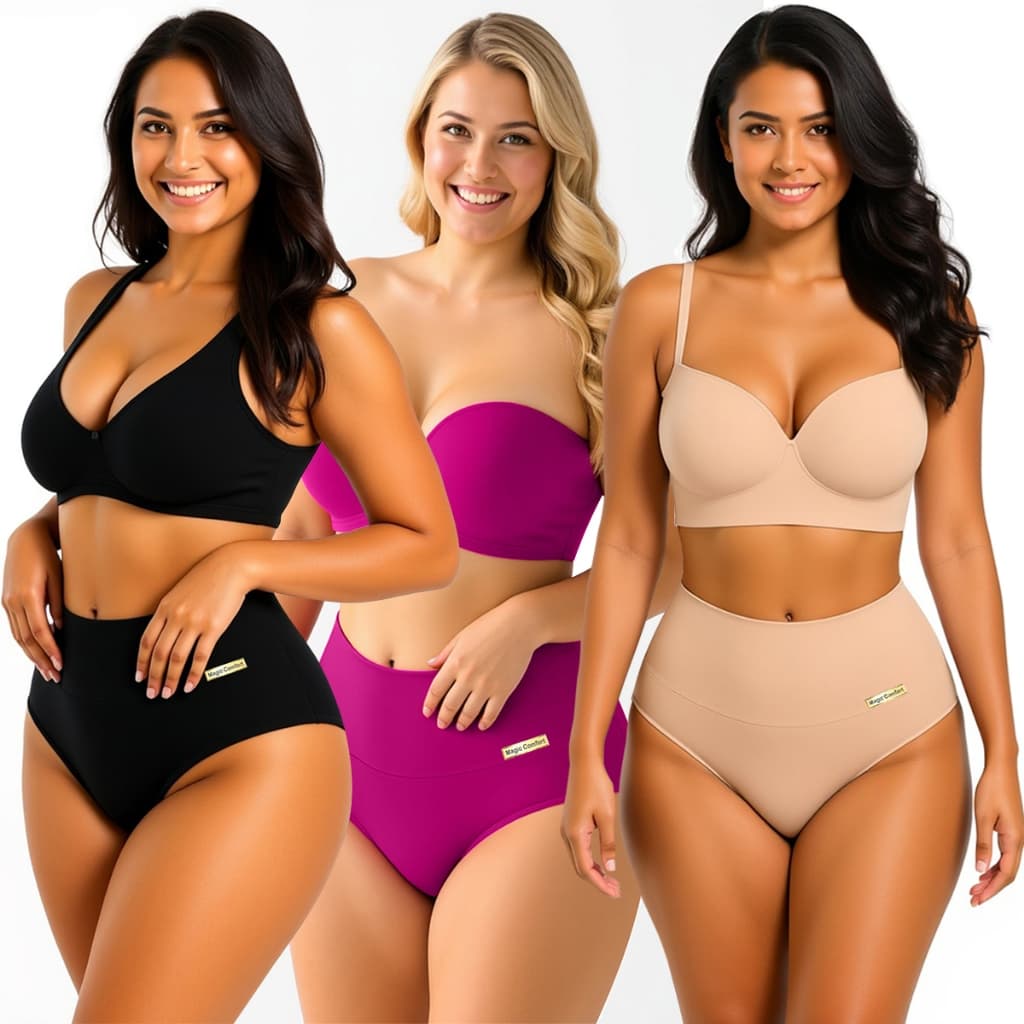 10 Calcinha Cós Alto Feminina Modeladora Cós Duplo Microfibra Confortável Promoção Magic