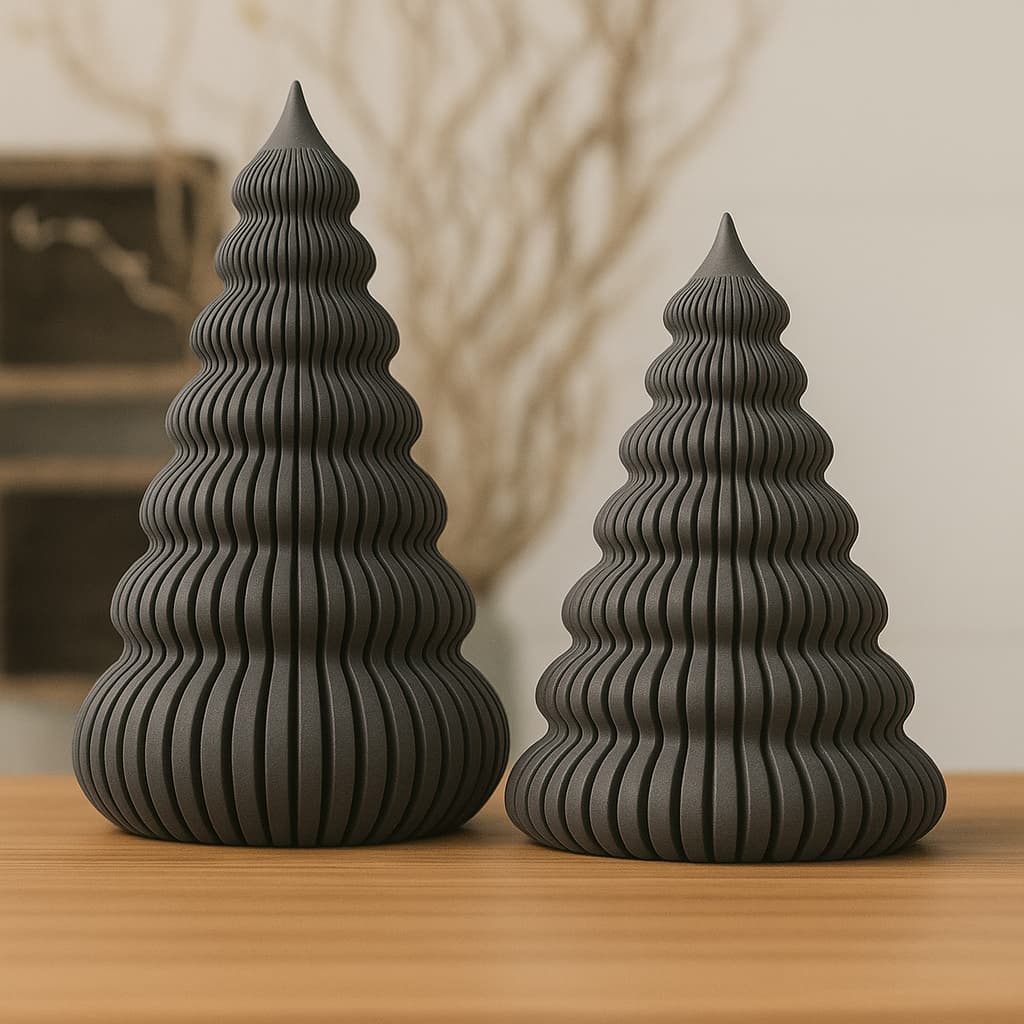 Kit Árvores Decorativas Vermelhas Modernas – Design Ondulado Natalino Elegante, decoração natal