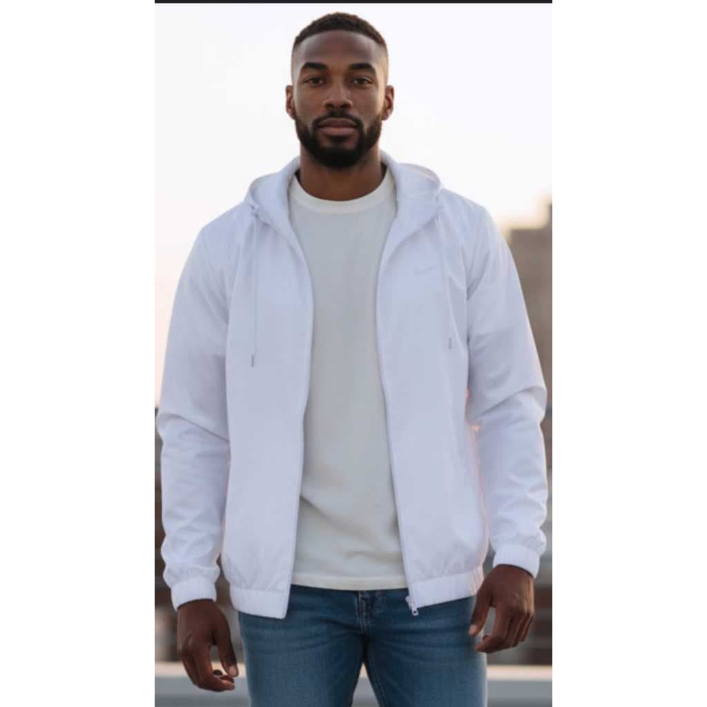 Jaqueta Branca Masculina com Capuz e Bolsos – Estilo Streetwear Chimpa